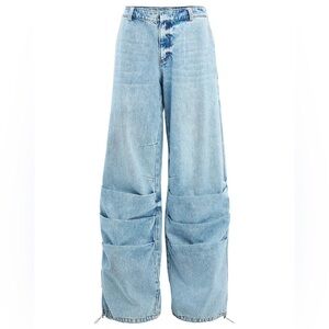 SER.OY.A NWT Chelle Jeans in Coastline #162 Wide Leg Ruched Leg Jeans Size 26.